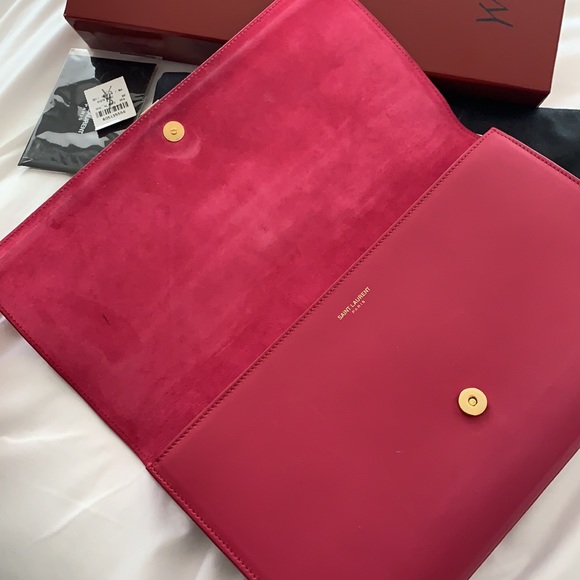Auth saint laurent fuchsia cocktail party clutch bag with box - Picture 8 of 8